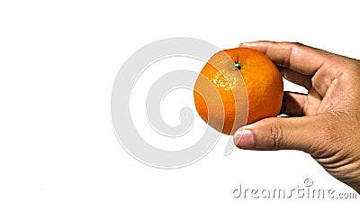 Beautiful orange in hand. à¸ªà¹‰à¸¡ Stock Photo